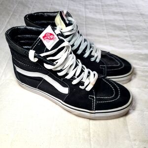 Vans Sk8-Hi Canvas Black & White Shoes men 8.5 Suede High top